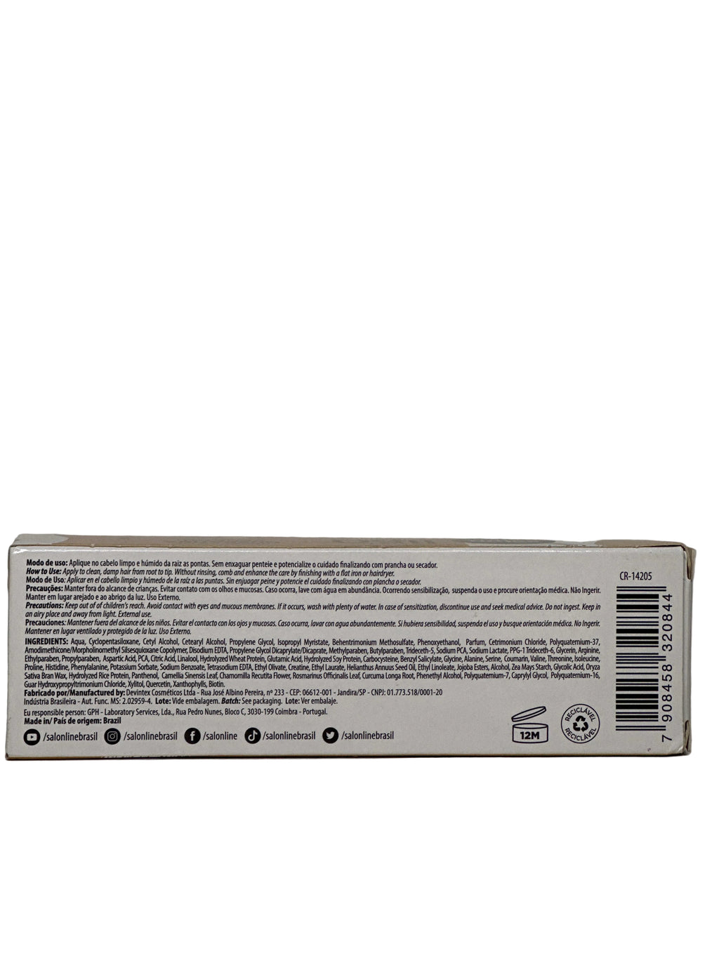Salon Line Meu Liso Rest. Intensa Recarga Queratina 80g
