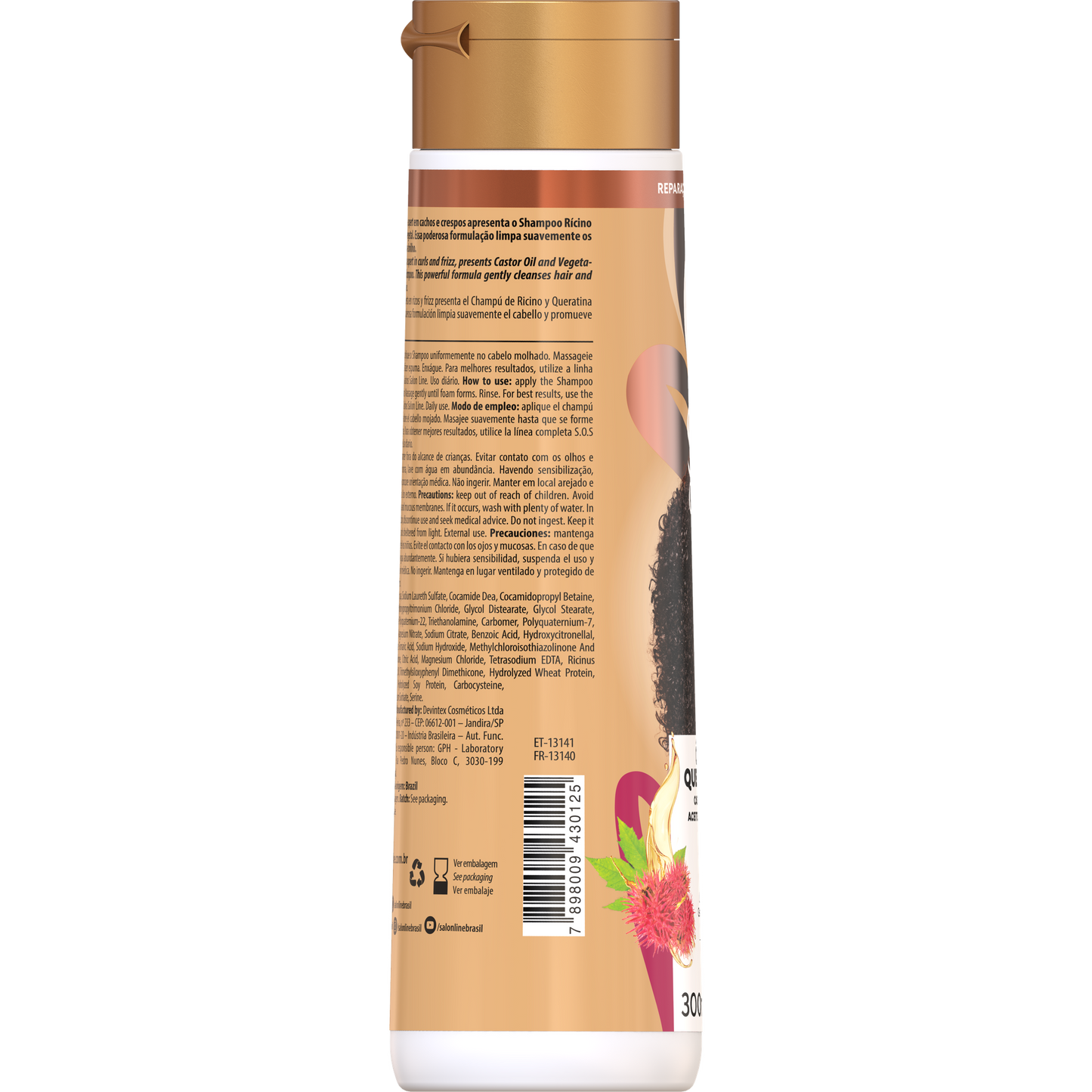 SOS Shampoo Ricino e Queratina 300ml