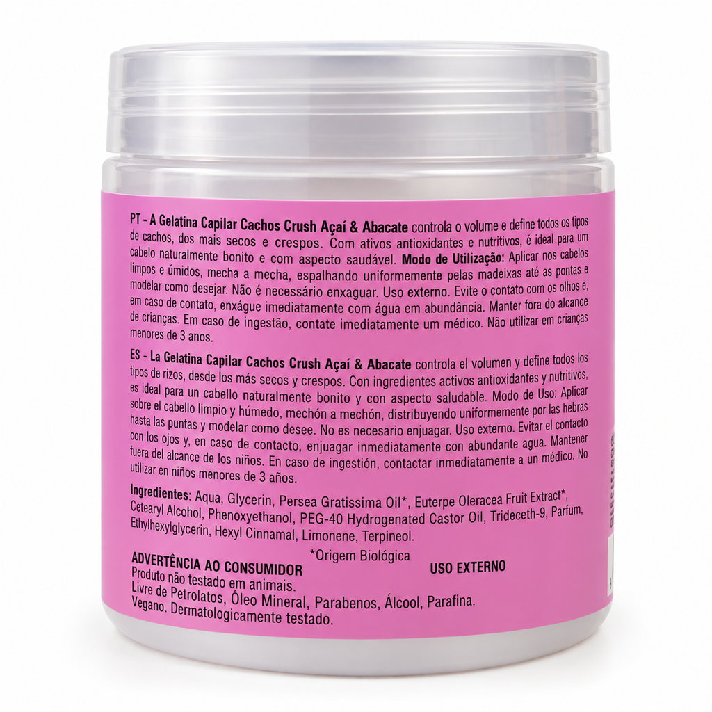 Real Natura Cachos Crush gelatina capillare Açaí e Abacate 500 ml, retro