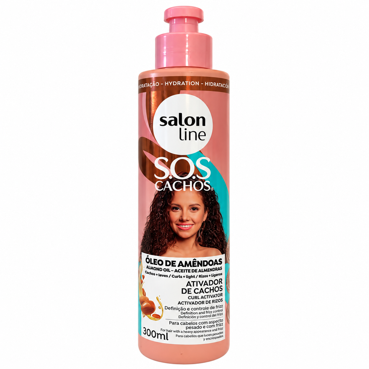 Salon Line SOS Cachos Ativador Óleo de Amêndoas Cachos Leves 300 ml, fronte