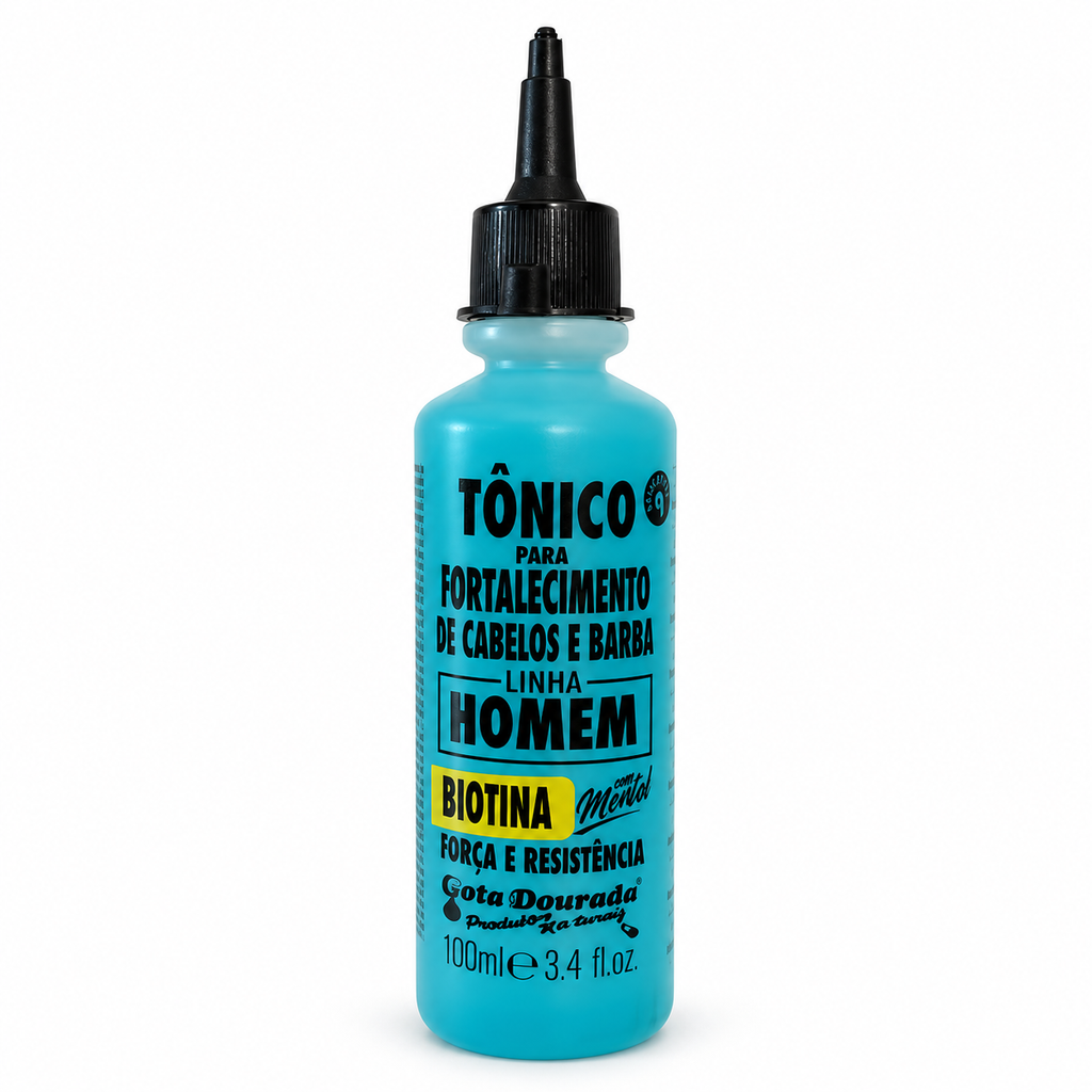 Gota Dourada Homem Tonico Biotina 100 ml, fronte