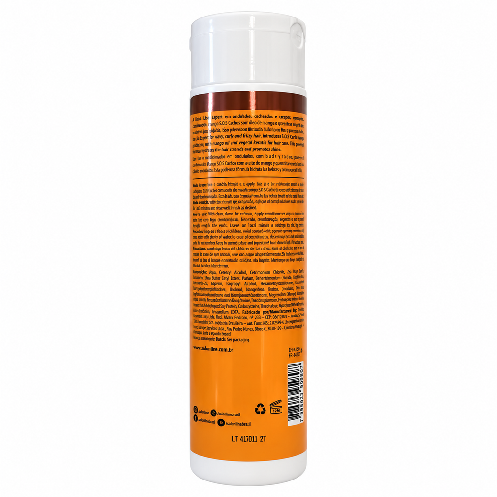 Salon Line SOS Cachos Condicionador Óleo de Manga 300 ml, retro e barcode