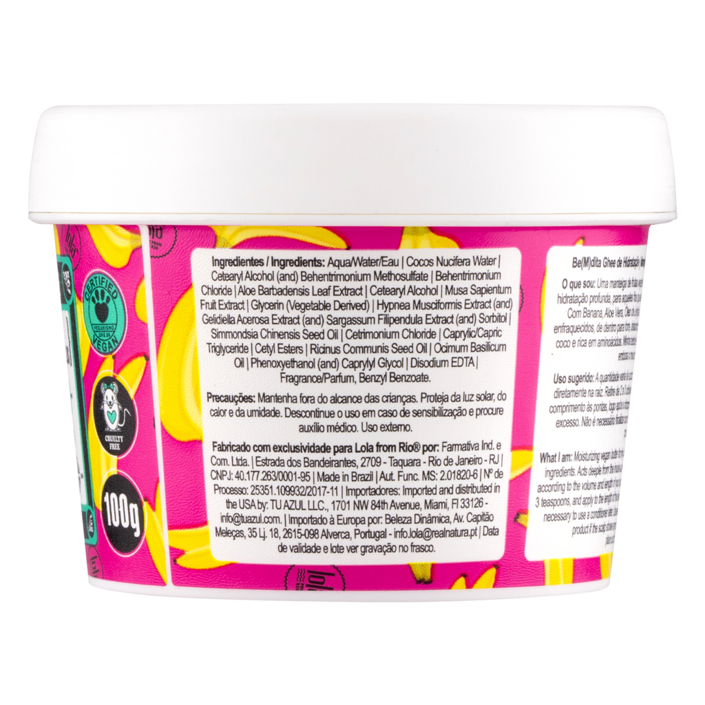 Lola Cosmetics Bemdita Ghee - Máscara Hidratação Banana e Aloe 100g