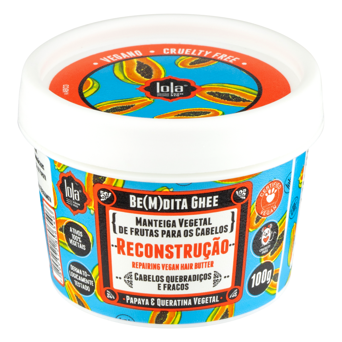 Lola Cosmetics Bemdita Ghee - Máscara Reconstrução Papaya e Queratina Vegetal 100g