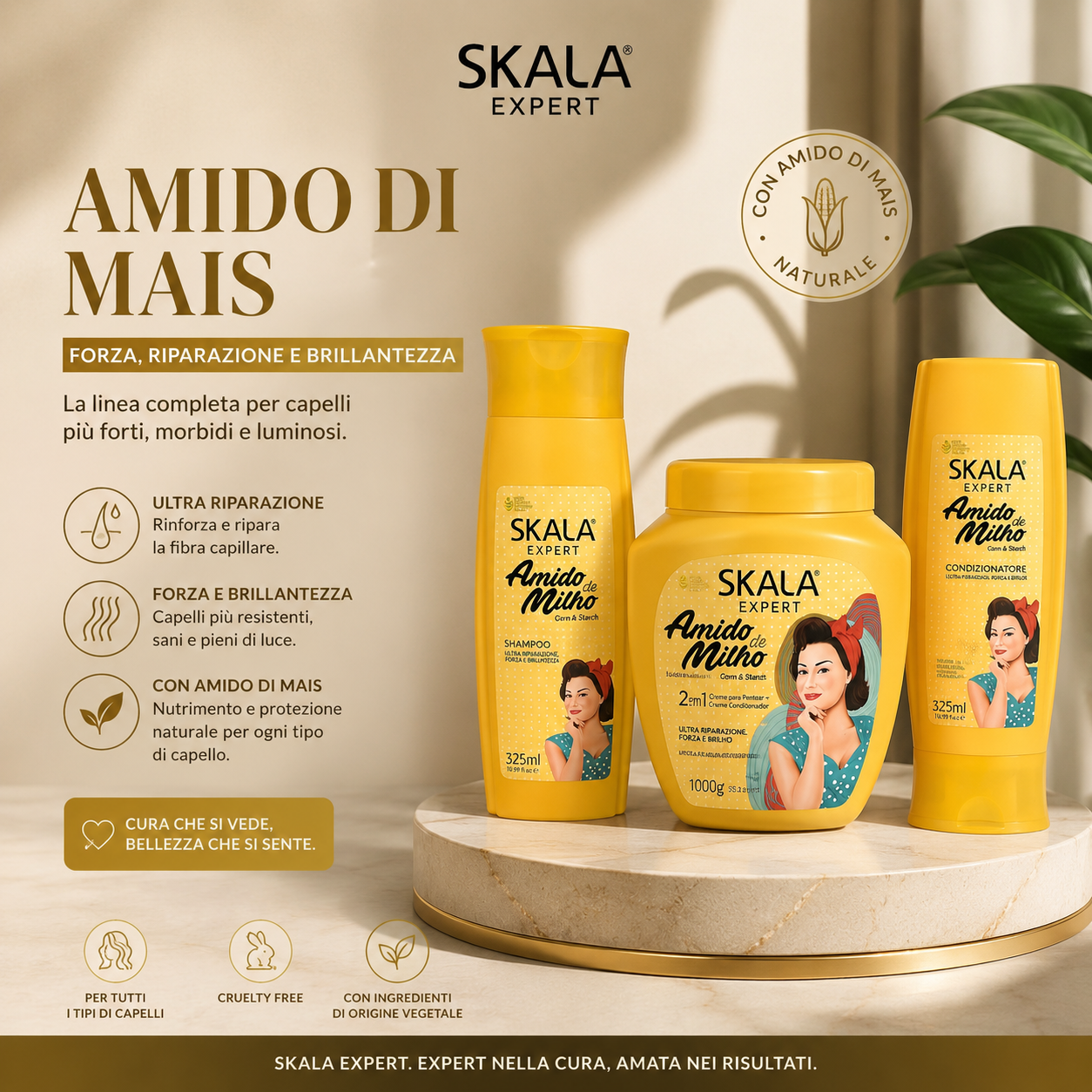 Kit Skala Amido di Mais | Cheirinho + Condicionador 325ml + Creme 1000ml