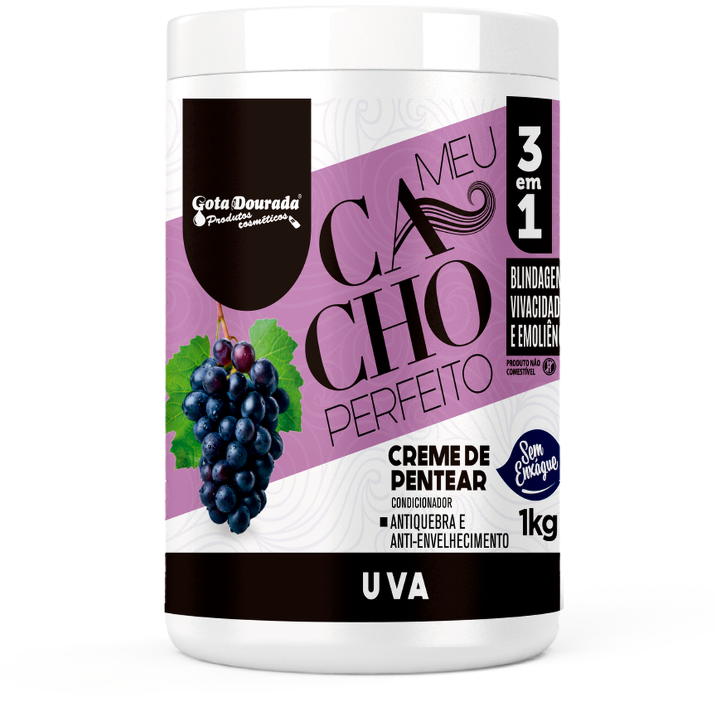Gota Dourada Creme para Pentear Meu Cacho Perfeito Uva 1kg
