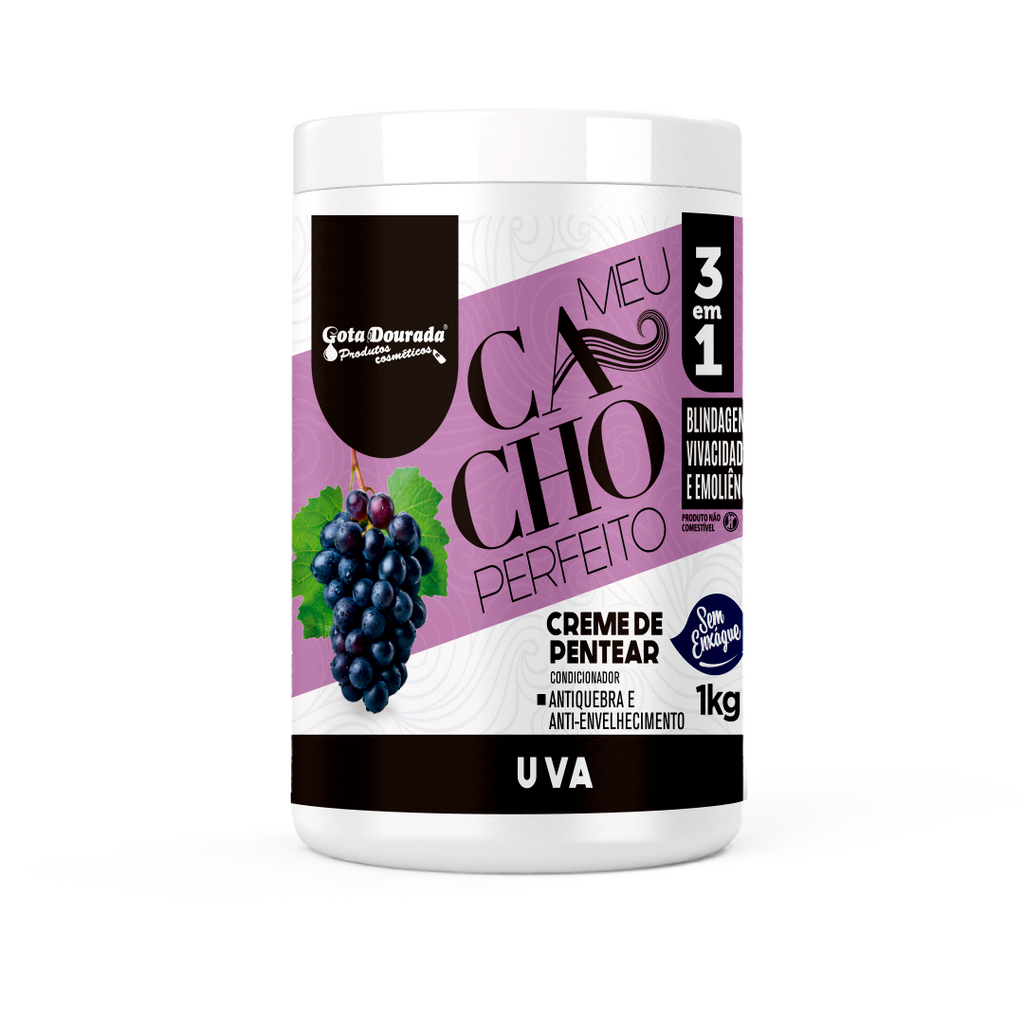 Gota Dourada Creme para Pentear Meu Cacho Perfeito Uva 1kg