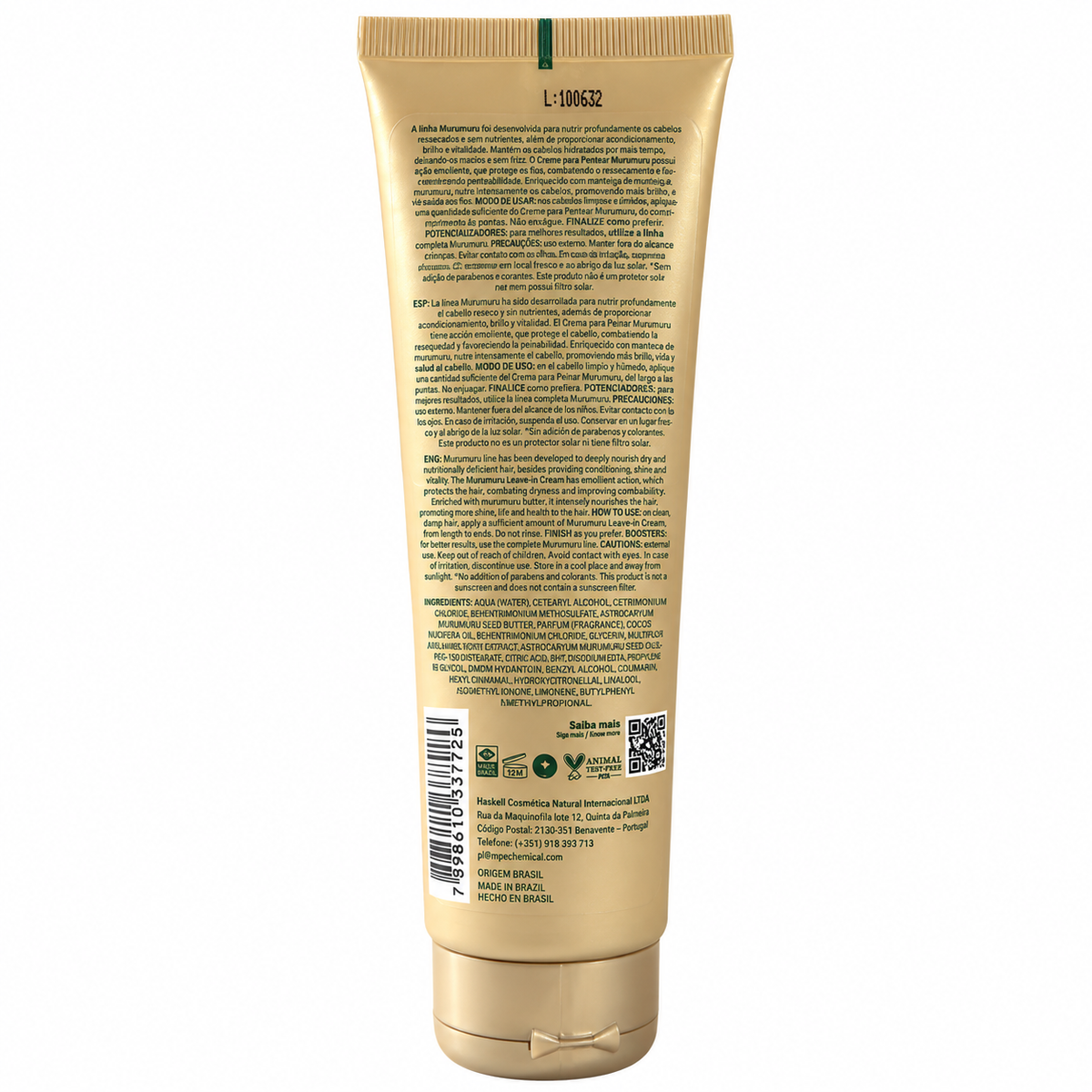 Haskell Murumuru Creme para Pentear Leave-in 150g, confezione retro