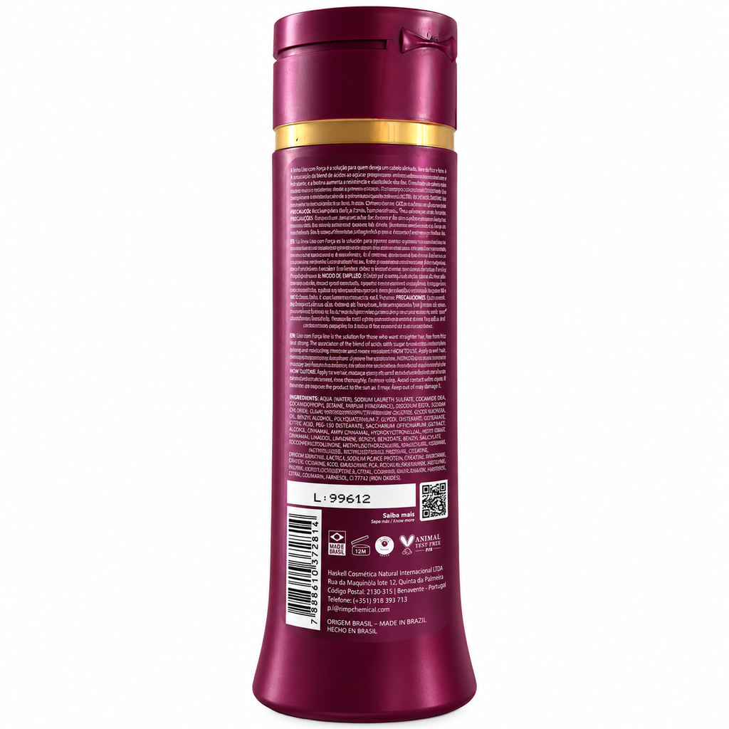 Haskell Liso com Força Shampoo Disciplinante 300ml, confezione retro