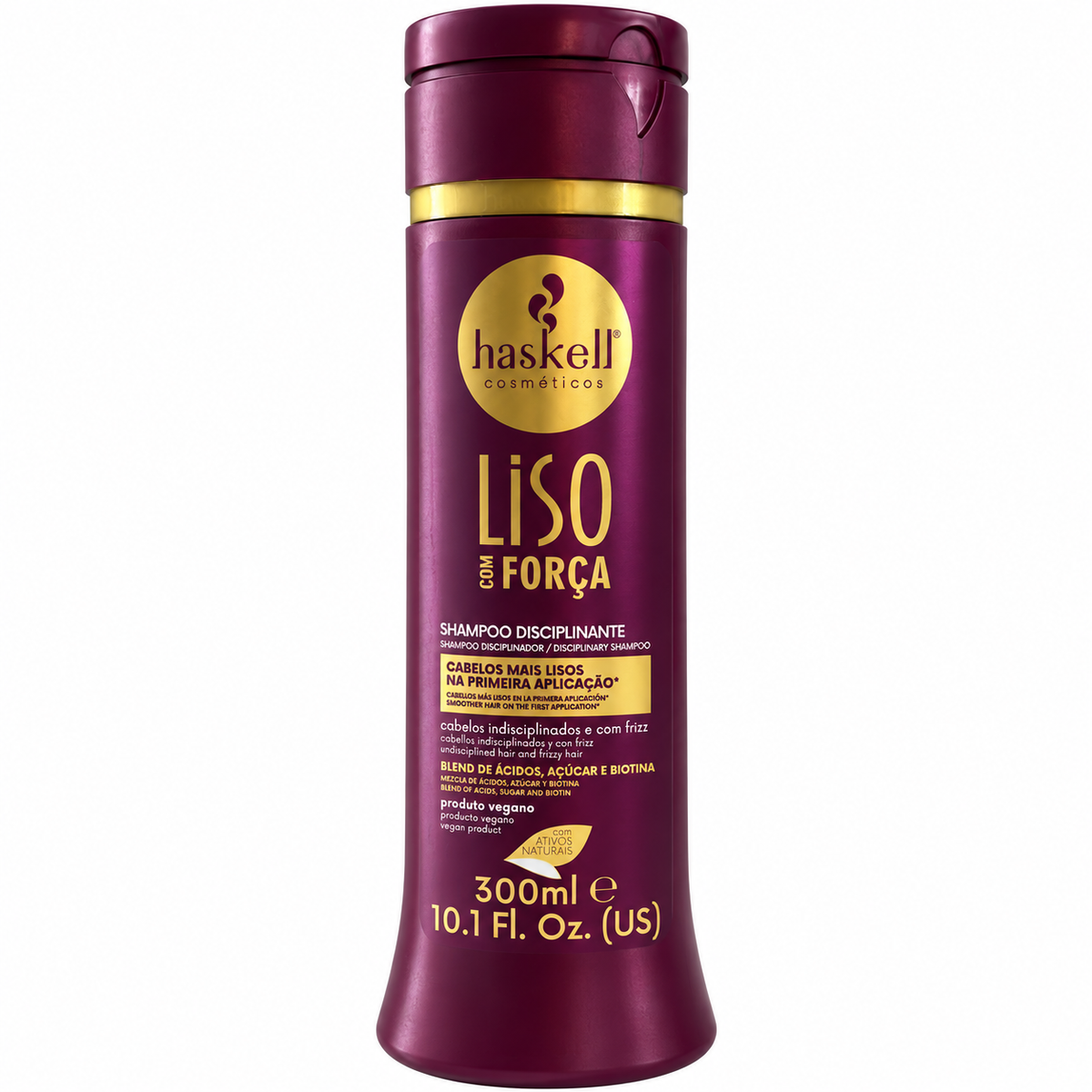 Haskell Liso com Força Shampoo Disciplinante 300ml, confezione fronte