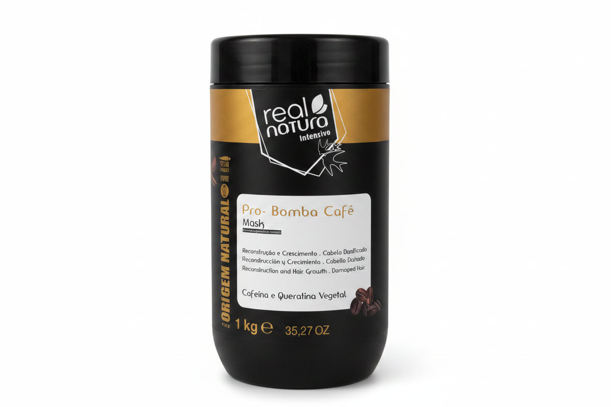 Real Natura Máscara Sem Sal Pro-Reparação Bomba Café 1kg - fronte