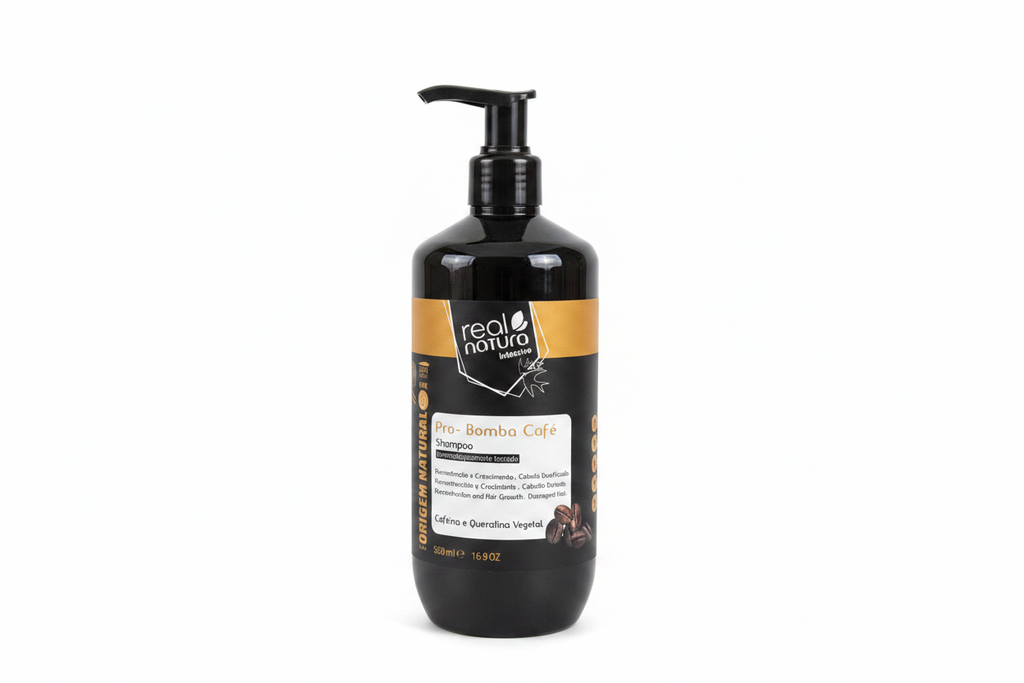 Real Natura Champô Sem Sal Pro-Reparação Bomba Café 500ml - fronte