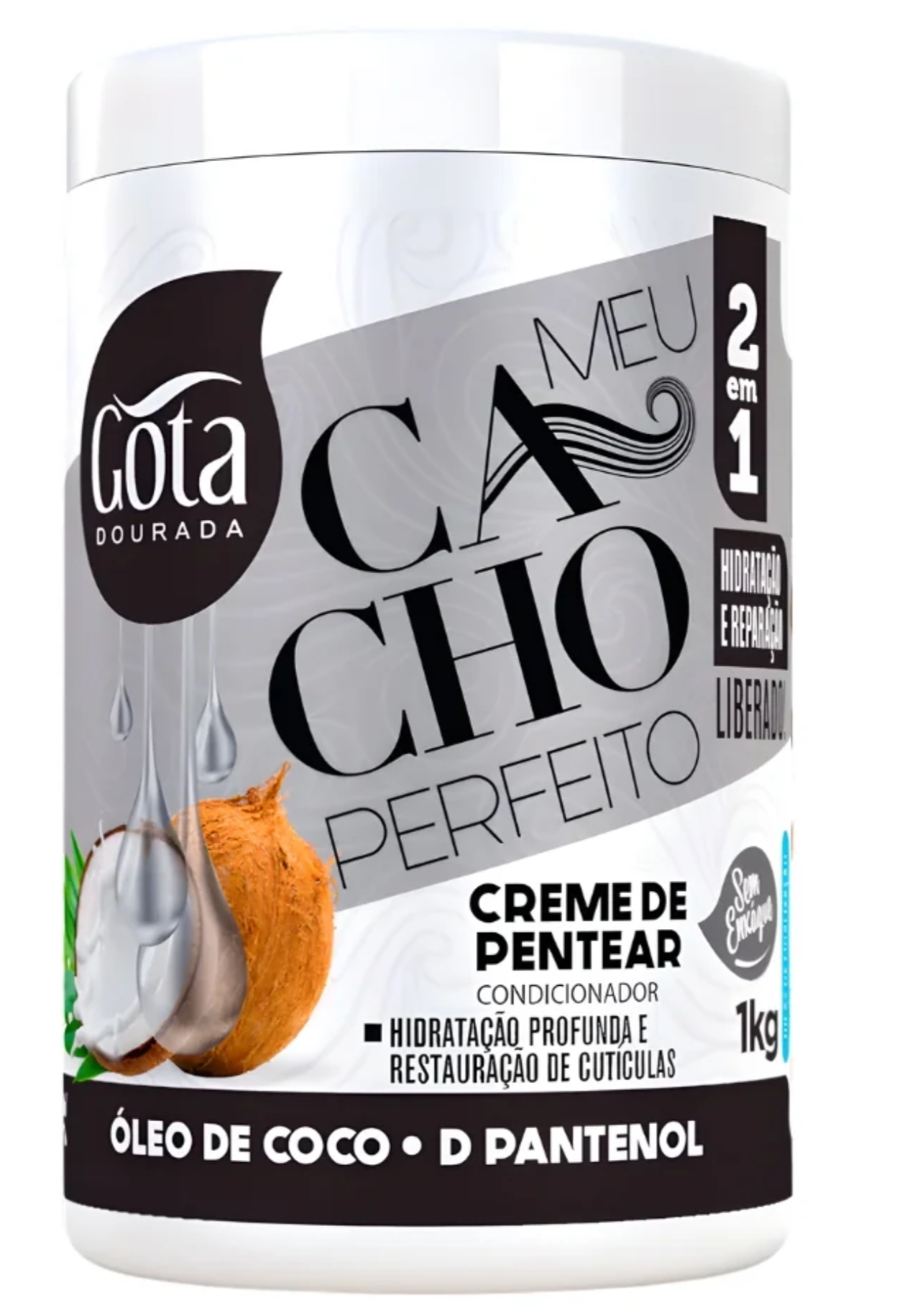 Gota Dourada Meu Cacho Perfeito Creme de Pentear Óleo de Coco 2em1 1kg