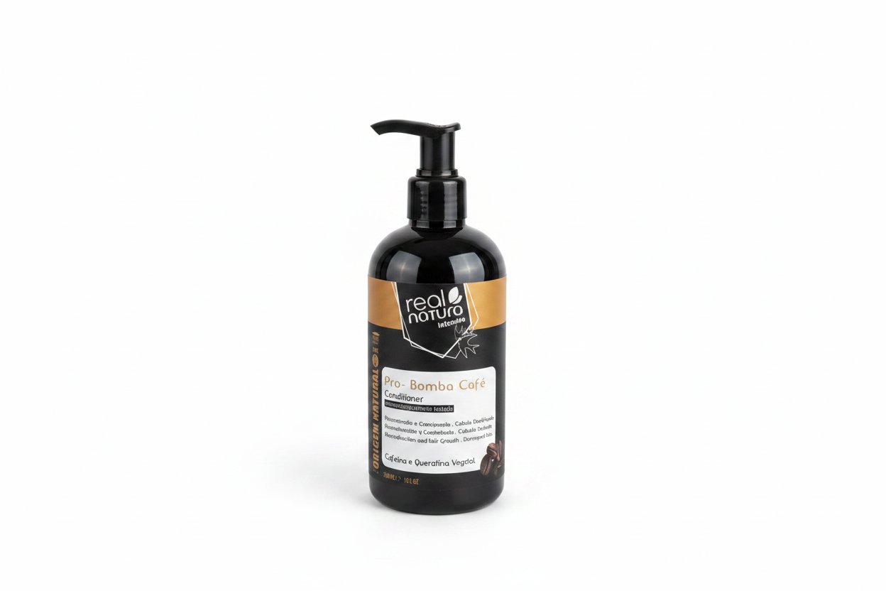 Real Natura Condicionador Sem Sal Pro-Reparação Bomba Café 300ml - fronte